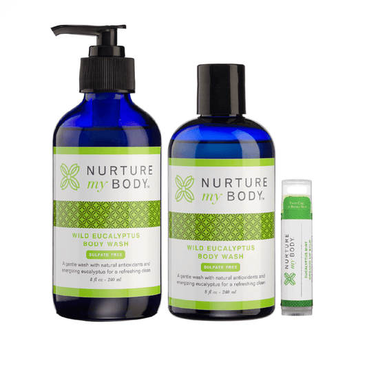 Nurture My Body | Wild Eucalyptus Scent Set | Body Wash, Lotion and Lip Balm | Combo Pack
